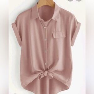 SHEIN Emory Rose knot button down shirt